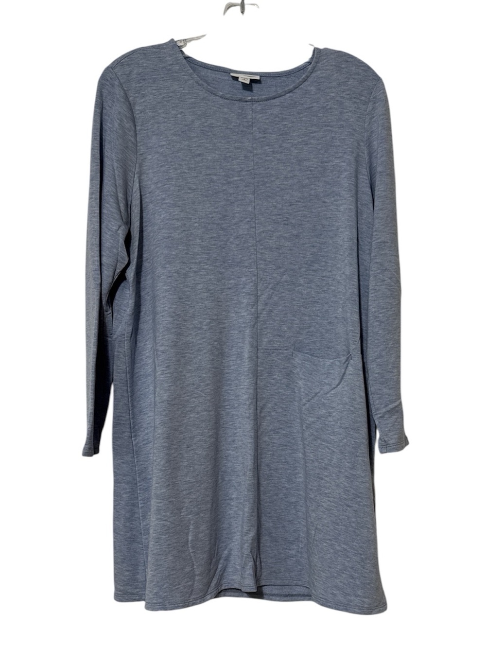Casual Long Sleeve Pocket Tunic Dress - Blue